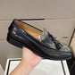 GCI Men's GG Loafers Horsebit With Tassel Black And Beige For Men 673817 17X30 1063