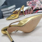 DolGa Polished Mules With Embroidery Gold For Women DG Shoes