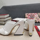 DolGa Satin Mules With Geometric Heel White For Women DG Shoes