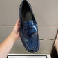 GCI Men's GG Embossed Loafers Horsebit Blue For Men 699501