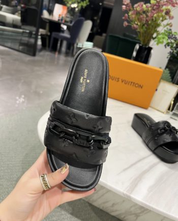 LUV Jumbo Flatform Mule Black For Women LV