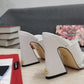 DolGa Satin Mules With Geometric Heel White For Women DG Shoes