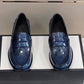 GCI Men's GG Embossed Loafers Horsebit Blue For Men 699501