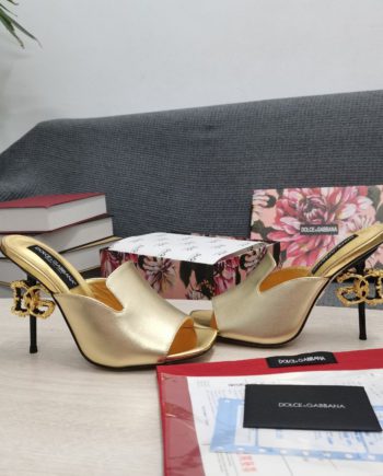 DolGa Lguana-Print Mules Gold For Women DG Shoes