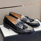 GCI Men's GG Loafers Horsebit With Tassel Black And Beige For Men 673817 17X30 1063