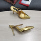 DolGa Polished Mules With Embroidery Gold For Women DG Shoes