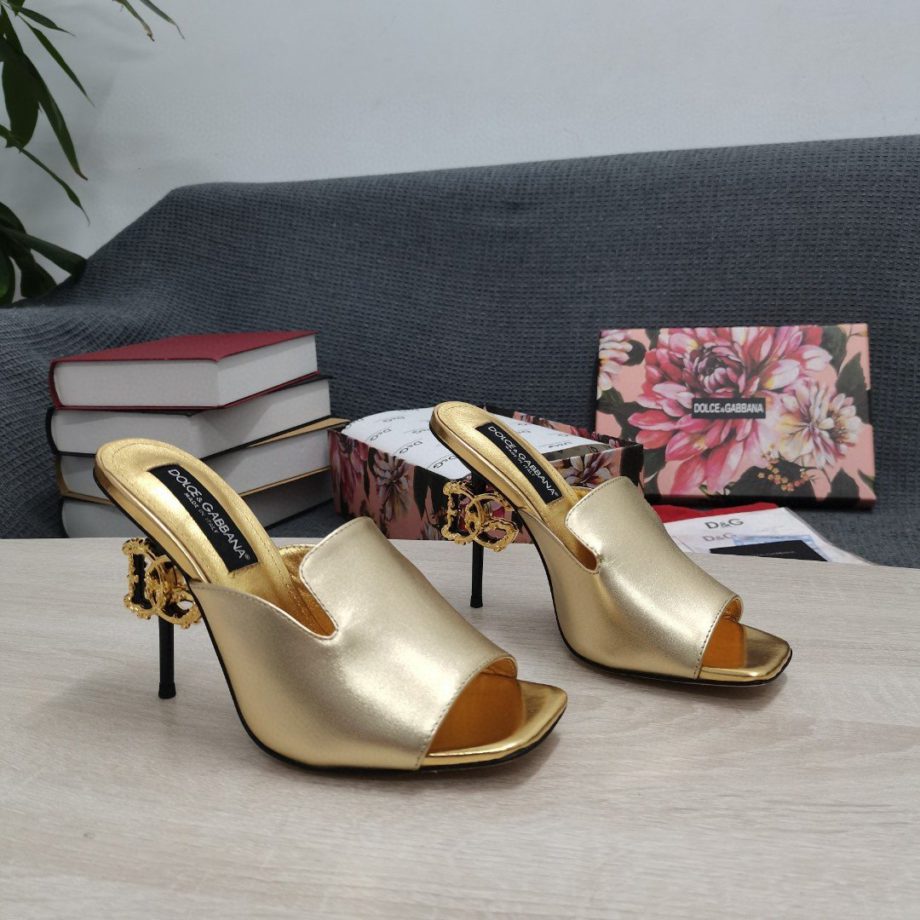 DolGa Lguana-Print Mules Gold For Women DG Shoes