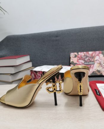 DolGa Lguana-Print Mules Gold For Women DG Shoes