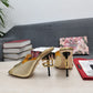 DolGa Lguana-Print Mules Gold For Women DG Shoes