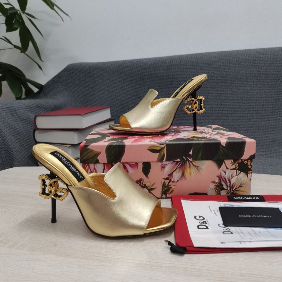 DolGa Lguana-Print Mules Gold For Women DG Shoes