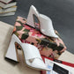 DolGa Satin Mules With Geometric Heel White For Women DG Shoes