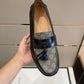 GCI Men's GG Loafers Horsebit With Tassel Black And Beige For Men 673817 17X30 1063