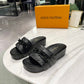 LUV Jumbo Flatform Mule Black For Women LV