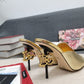 DolGa Lguana-Print Mules Gold For Women DG Shoes