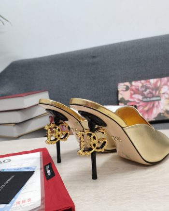 DolGa Lguana-Print Mules Gold For Women DG Shoes