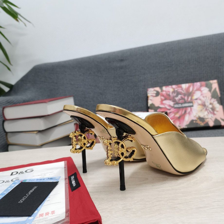 DolGa Lguana-Print Mules Gold For Women DG Shoes