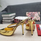 DolGa Polished Mules With Embroidery Gold For Women DG Shoes