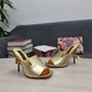 DolGa Lguana-Print Mules Gold For Women DG Shoes