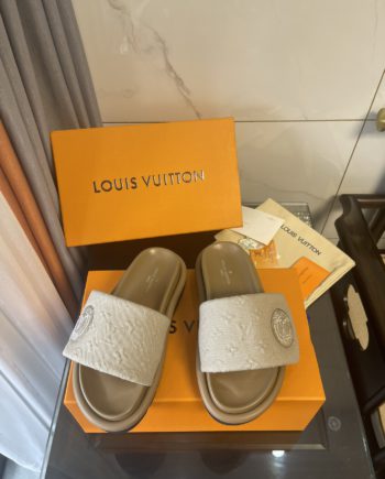 LUV Women's Pool Pillow Comfort Flat Mule Beige For Women LV