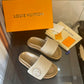 LUV Women's Pool Pillow Comfort Flat Mule Beige For Women LV