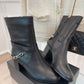 CHL Women's Ankle Boots With Chain Black For Women 3.7in/9.5cm