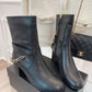 CHL Women's Ankle Boots With Chain Black For Women 3.7in/9.5cm