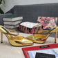 DolGa Polished Mules With Embroidery Gold For Women DG Shoes