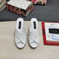 DolGa Satin Mules With Geometric Heel White For Women DG Shoes