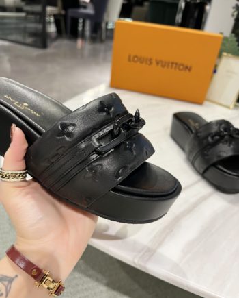 LUV Jumbo Flatform Mule Black For Women LV