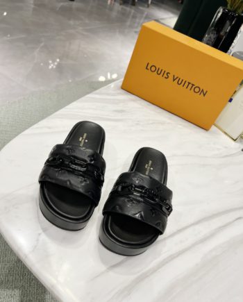 LUV Jumbo Flatform Mule Black For Women LV