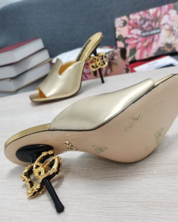 DolGa Lguana-Print Mules Gold For Women DG Shoes