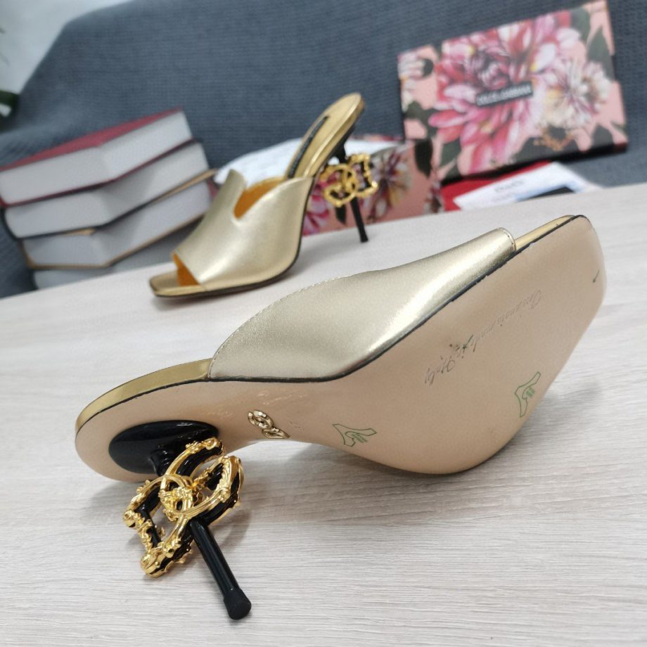 DolGa Lguana-Print Mules Gold For Women DG Shoes