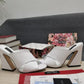 DolGa Satin Mules With Geometric Heel White For Women DG Shoes