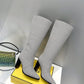 FD Cut High-Heeled FF Chenill Boots Grey For Women