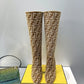 FD Cut High-Heeled FF Chenill Boots Brown For Women