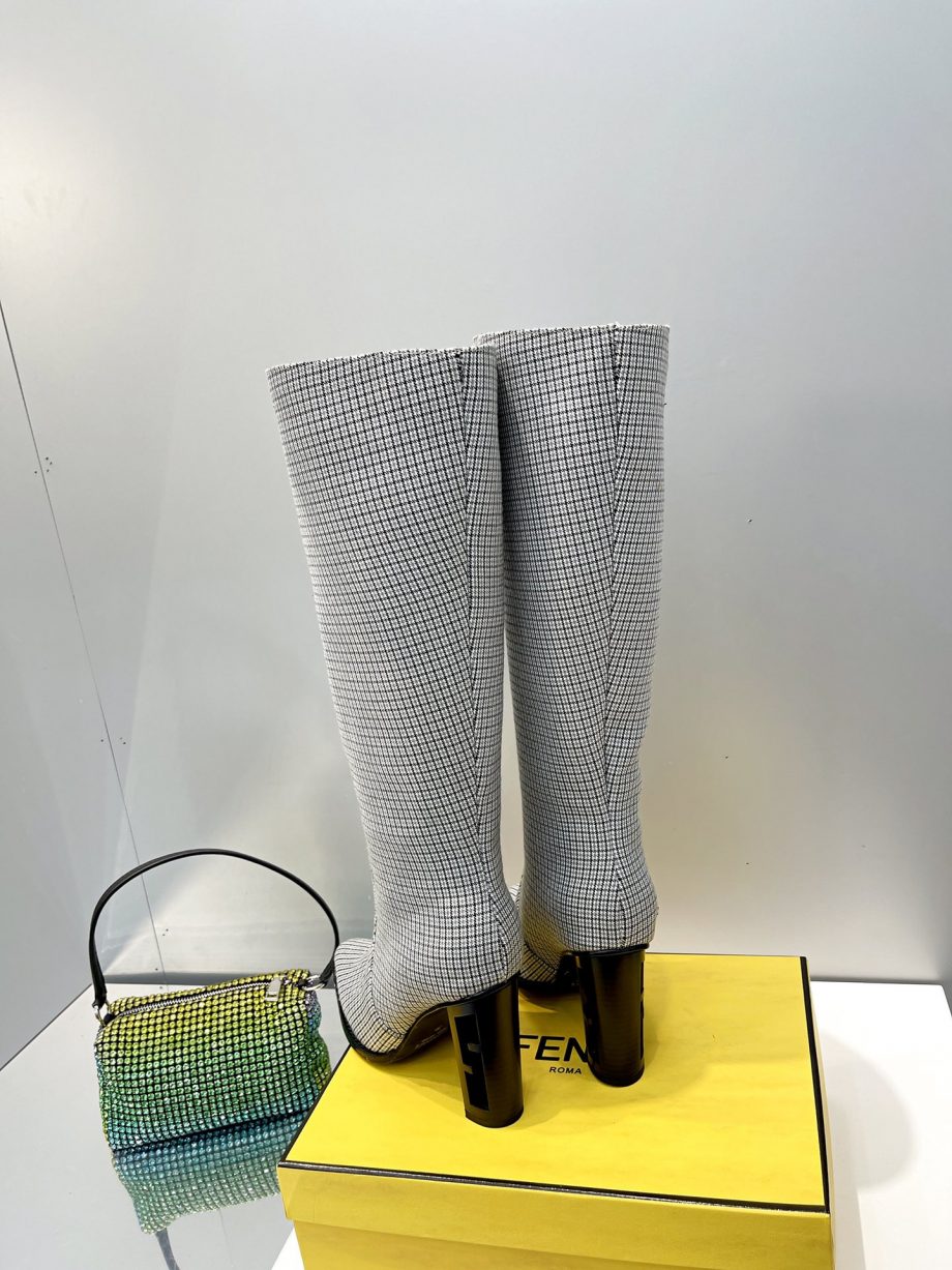 FD Cut High-Heeled FF Chenill Boots Grey For Women