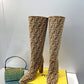 FD Cut High-Heeled FF Chenill Boots Brown For Women