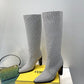 FD Cut High-Heeled FF Chenill Boots Grey For Women