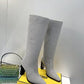 FD Cut High-Heeled FF Chenill Boots Grey For Women