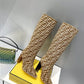 FD Cut High-Heeled FF Chenill Boots Brown For Women