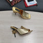 DolGa Lguana-Print Mules Gold For Women DG Shoes