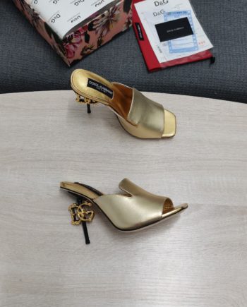 DolGa Lguana-Print Mules Gold For Women DG Shoes