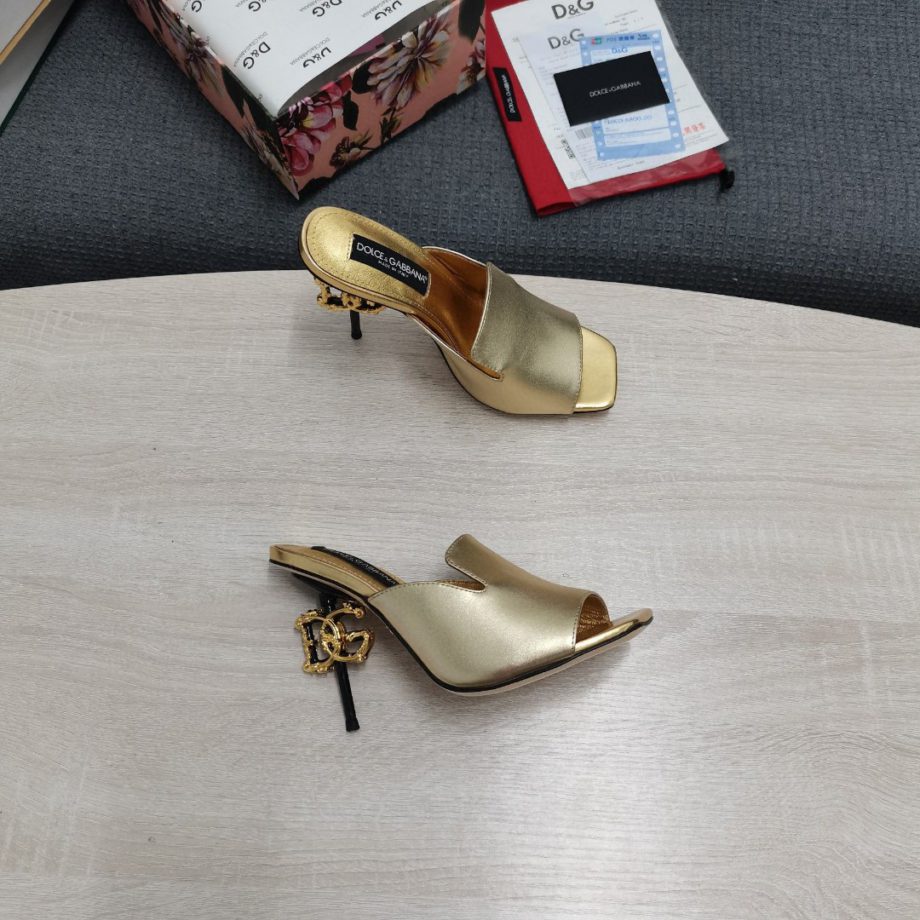 DolGa Lguana-Print Mules Gold For Women DG Shoes
