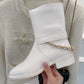 CHL Women's Ankle Boots With Chain White For Women 1.5in/4cm