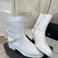 CHL Women's Ankle Boots With Chain White For Women 1.5in/4cm