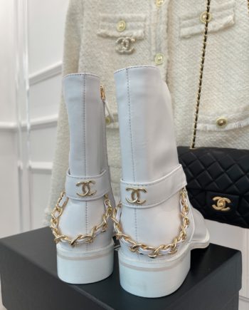 CHL Women's Ankle Boots With Chain White For Women 1.5in/4cm