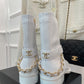 CHL Women's Ankle Boots With Chain White For Women 1.5in/4cm
