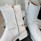 CHL Women's Ankle Boots With Chain White For Women 1.5in/4cm