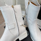 CHL Women's Ankle Boots With Chain White For Women 1.5in/4cm