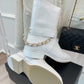 CHL Women's Ankle Boots With Chain White For Women 1.5in/4cm